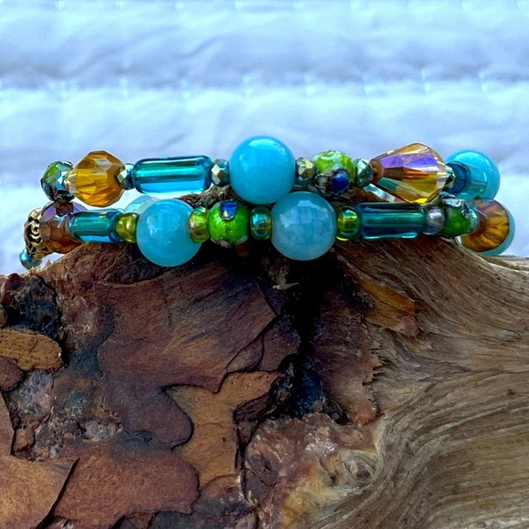 Petite Artisan Bracelet Vintage Beads • Green Cloisonné - Picture 4 of 6